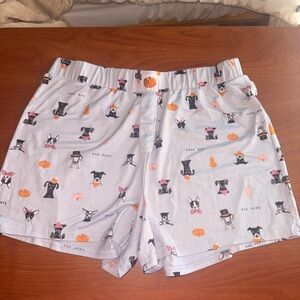 Rae Dunn White and Orange Dog Print Shorts
